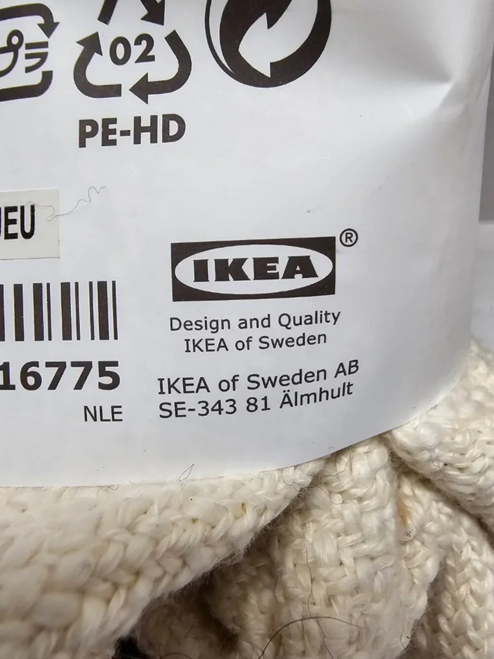 Ikea Sweden 2 New Ingiara Pillow Cover Off White Cream Black 20 X 20 304.948.68